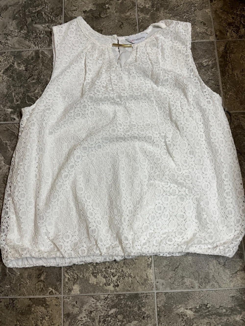 NWT Liz Claiborne White Lace Lined Sleeveless Tank Size L